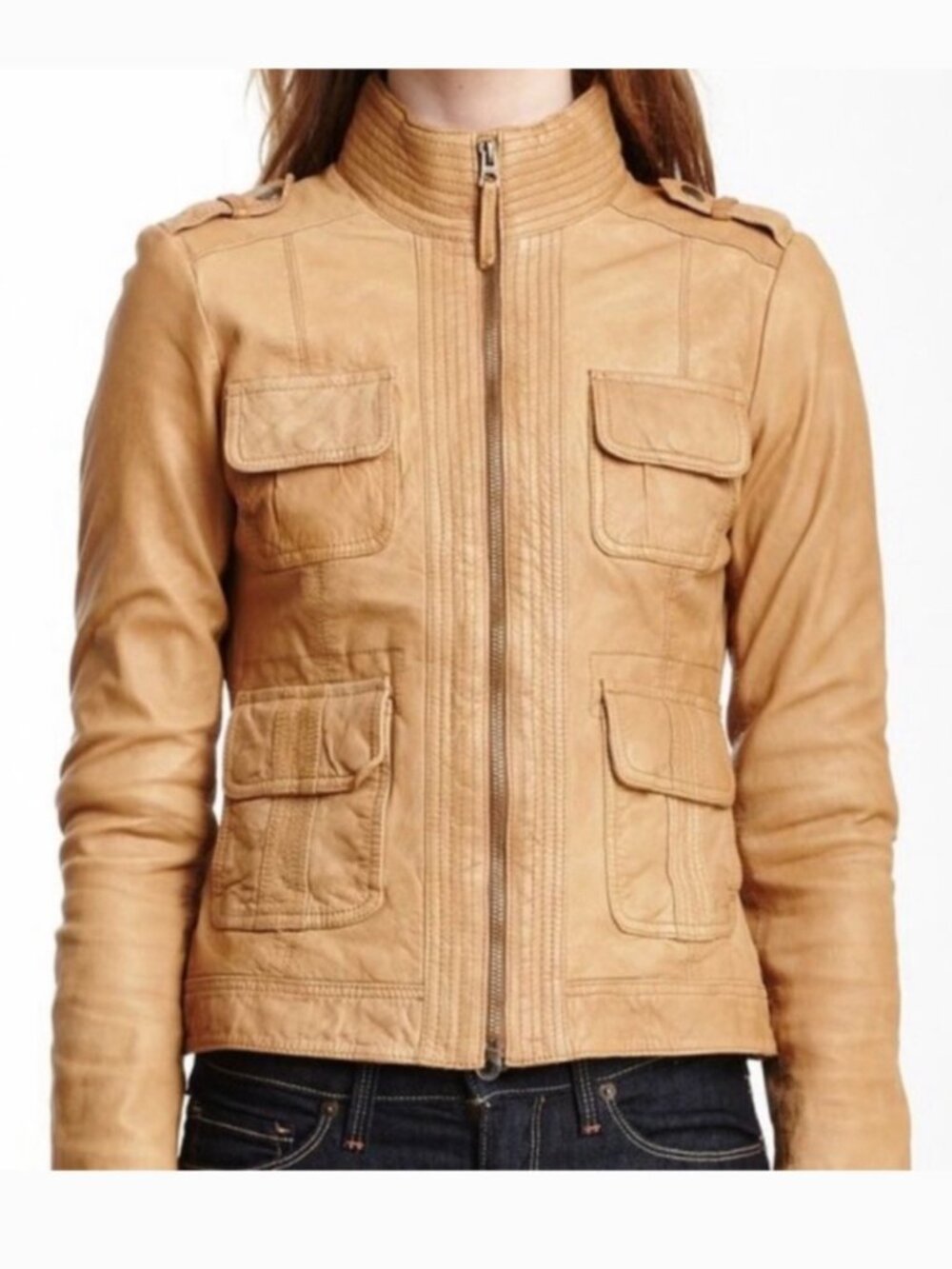 Lucky Brand Downtown Traveler Lambskin Leather Jacket Size Small
